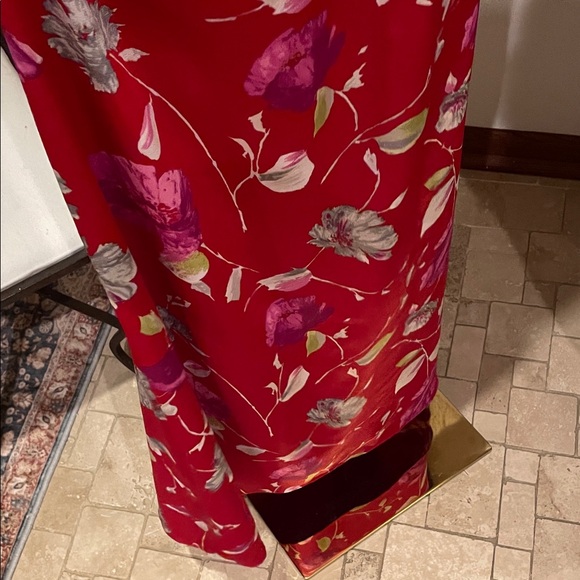 Banana Republic Red and White Floral Dress XS EUC Maxi Lined Pockets - Picture 12 of 13